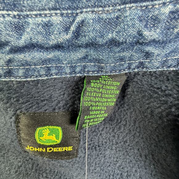 John Deere Mens XL Blue Denim Fleece Lined Shacket Shirt Button Up Workwear NWT - Picture 3 of 7